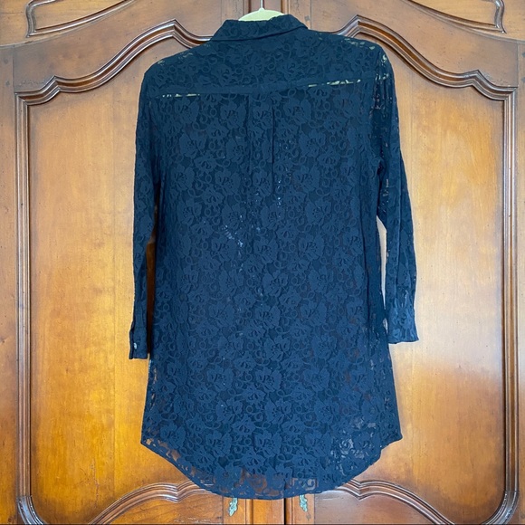 Equipment Black Lace Button Down Tunic | Size XS - Picture 5 of 8